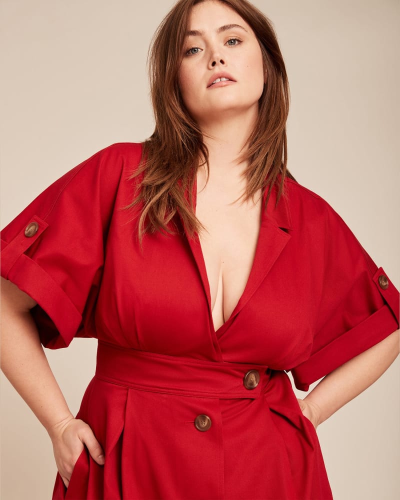Red shirt dress plus size sale